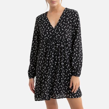 Kurzes Kleid, ausgestellt, gemustert, V-Ausschnitt MOLLY BRACKEN