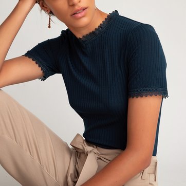T-Shirt mit Spitzendetails, Stehkragen LA REDOUTE COLLECTIONS
