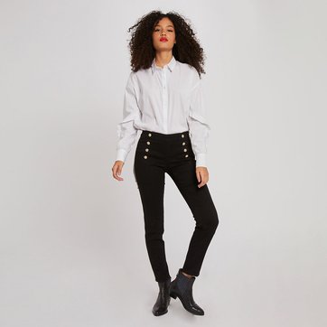 Calças skinny, de cintura subida, com ponte MORGAN
