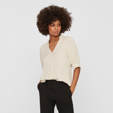 Blusa com mangas 3/4, decote em V VERO MODA