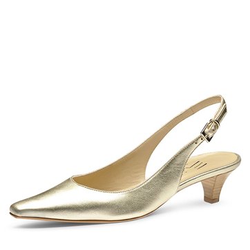 escarpin talon carré doré