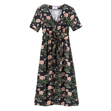 Vestido largo estampado, de manga corta BALZAC PARIS X LA REDOUTE COLLECTIONS