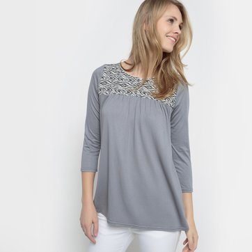 Camisola com plastrão em jacquard LA REDOUTE COLLECTIONS