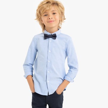Camisa lisa com laço papillon amovível, 3-12 anos LA REDOUTE COLLECTIONS