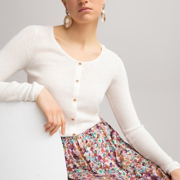 Pullover, runder Ausschnitt, angedeutete Knopfleiste LA REDOUTE COLLECTIONS