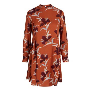 Vestido de gola redonda, estampado floral, evasé Vestido de gola redonda, estampado floral, evasé YAS