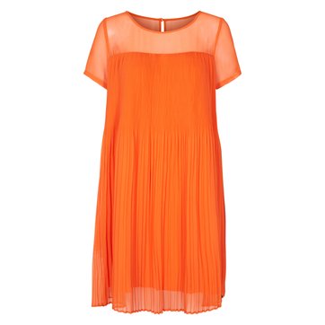 Vestido fluido e evasé, plissado, mangas curtas Vestido fluido e evasé, plissado, mangas curtas NUMPH