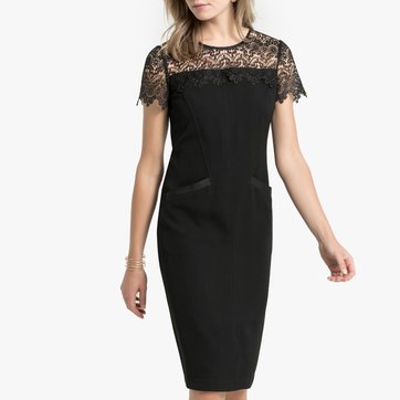 Vestido recto de sarga stretch ANNE WEYBURN