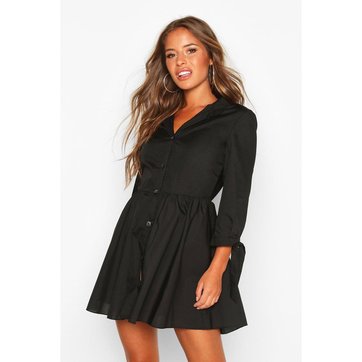 robe noire chic manche longue