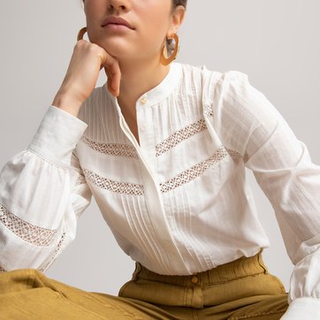 Bluse mit rundem Ausschnitt und Spitzendetails LA REDOUTE COLLECTIONS