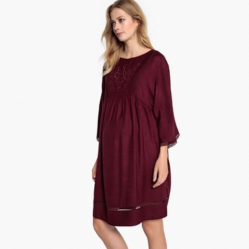 Vestido com bordados, para grávida LA REDOUTE MATERNIDADE