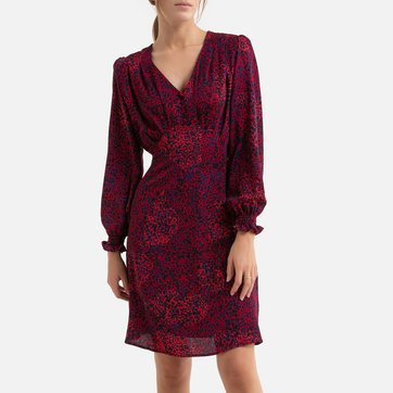 Vestido curto, decote em V, motivo leopardo MOLLY BRACKEN