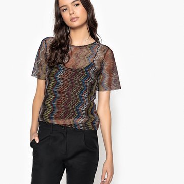 T-shirt fina, gola redonda, mangas curtas, estampada LA REDOUTE COLLECTIONS