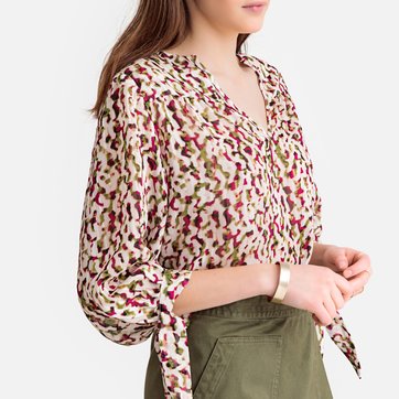 Blusa estampada, com decote em V SEE U SOON