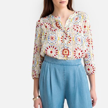 Blusa estampada, decote tunisino Blusa estampada, decote tunisino SEE U SOON
