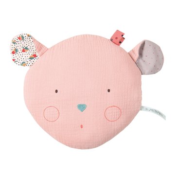 Almofada em forma de cabeça de ratinha, cor-de-rosa, Les Jolis trop beaux MOULIN ROTY