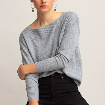 Camisola em caxemira, decote à barco, em malha fina LA REDOUTE COLLECTIONS