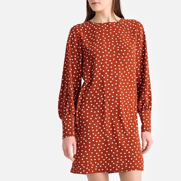 Vestido recto y corto con estampado de lunares LA REDOUTE COLLECTIONS