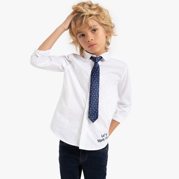 Camisa com gravata e mensagem estampada, 3-12 anos LA REDOUTE COLLECTIONS