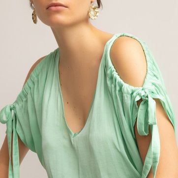 Bluse mit V-Ausschnitt, kurze geraffte Ärmel LA REDOUTE COLLECTIONS