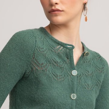 Cardigan mit rundem Ausschnitt, Oberteil Pointelle-Strick LA REDOUTE COLLECTIONS