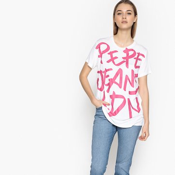 T-shirt estampada com gola redonda, mangas curtas PEPE JEANS