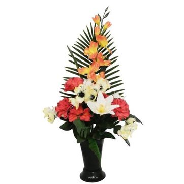 36,5 cm Composition de fleurs artificielles Roses H Coupelle c/éramique