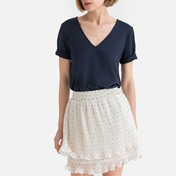 T-shirt com decote em V, mangas curtas LA REDOUTE COLLECTIONS