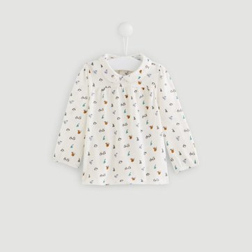 Tee-shirt manches courtes en coton imprimé fantaisie bébé... blanc