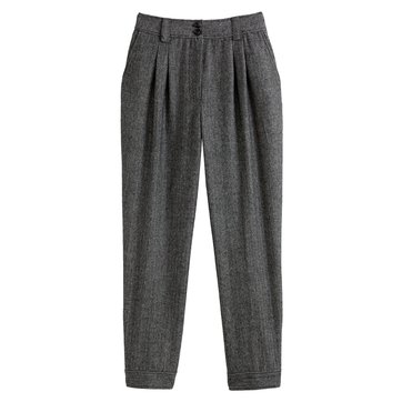 Calças com pinças, em espinhado LA REDOUTE COLLECTIONS