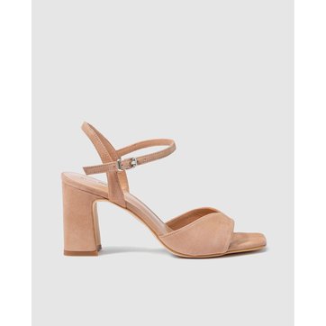 sandales talons carrés rose poudré
