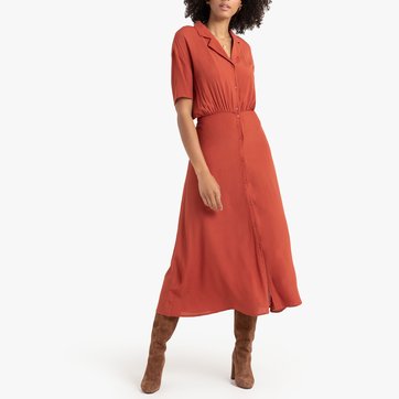 Vestido camisero largo, de manga corta LA REDOUTE COLLECTIONS