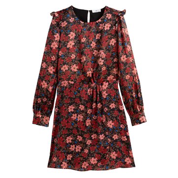 Vestido largo e curto, estampado, de mangas compridas LA REDOUTE COLLECTIONS