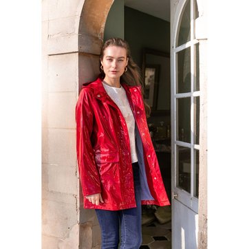 manteau femme rouge capuche