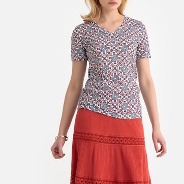 T-shirt com decote em V, jersey enrugado ANNE WEYBURN