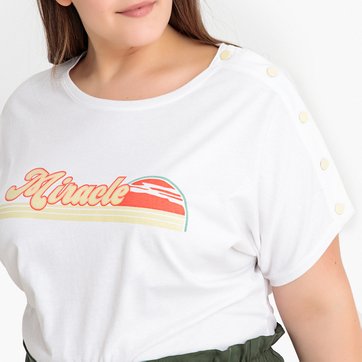 T-shirt estampada de gola redonda, mangas curtas CASTALUNA