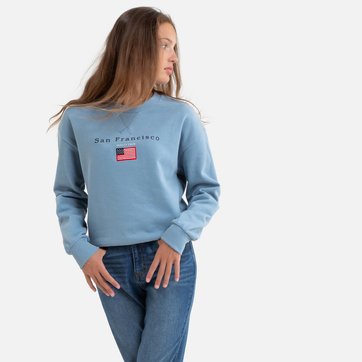 Sweat de gola redonda com impressão à frente, 10-18 anos LA REDOUTE COLLECTIONS