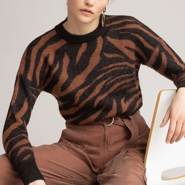 Pullover mit rundem Ausschnitt und Animal-Print LA REDOUTE COLLECTIONS