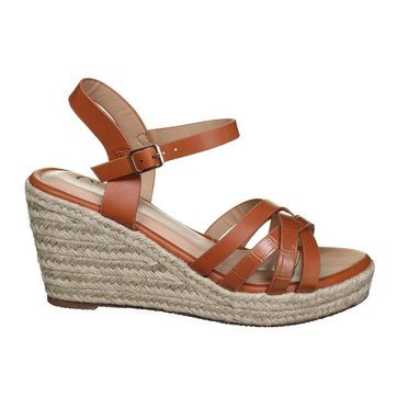 sandales compensées camel cuir
