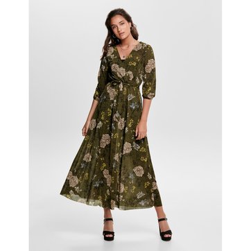 Vestido largo cruzado con estampado floral ONLY