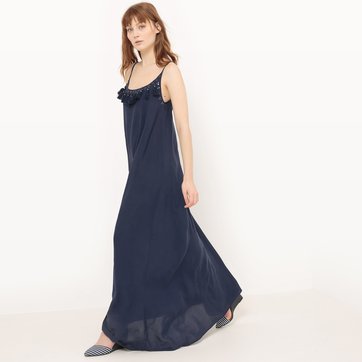 Vestido largo de tirantes finos con bordado MOLLY BRACKEN
