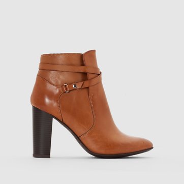 Botines de piel de tacón alto y detalle de correa LA REDOUTE COLLECTIONS