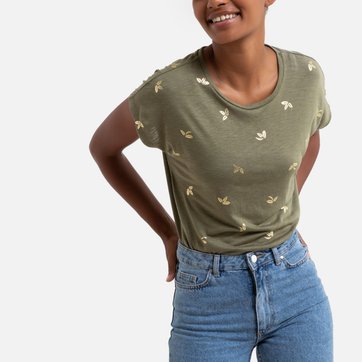 T-shirt com gola redonda, fio dourado ONLY
