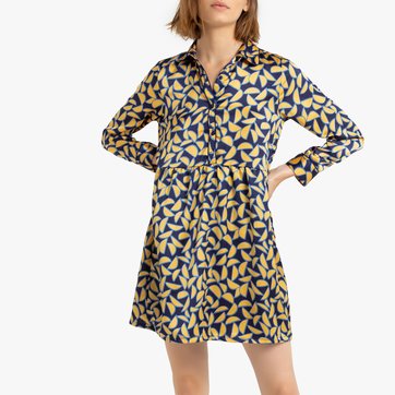 Vestido corto evasé satinado con motivo gráfico COMPANIA FANTASTICA