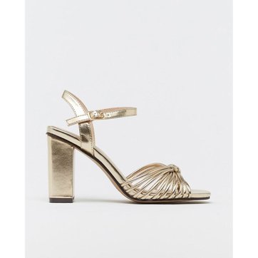 chaussure talon carré doré