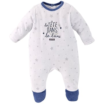 Combinaison Bébé Garçon Sucre D’Orge – Taille 1 Mois (52 Cm) – Bleu Et Blanc à Flocons De Neige – Neuf Sans Étiquettes