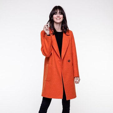 Manteau orange | La Redoute Manteau droit col à revers orange foncé Bonobo | La Redoute