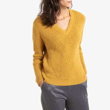 Jersey con cuello de pico de punto grueso brillante ANNE WEYBURN