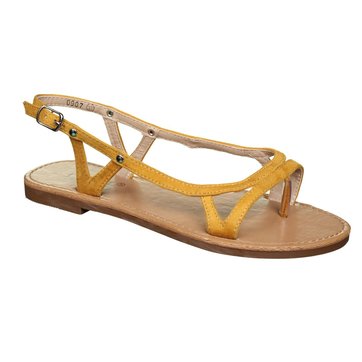 sandales compensées jaune moutarde