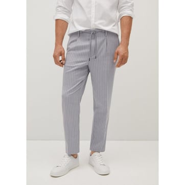 Pantalon Homme IKKS Slim Fit Gris à Rayures Blanches - Coupe Moderne Et élégante